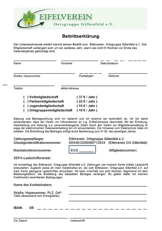 Beitrittserklärung